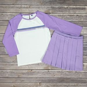 Janie and Jack Big Girls JJ Sport Tee & Pleated Skirt Set